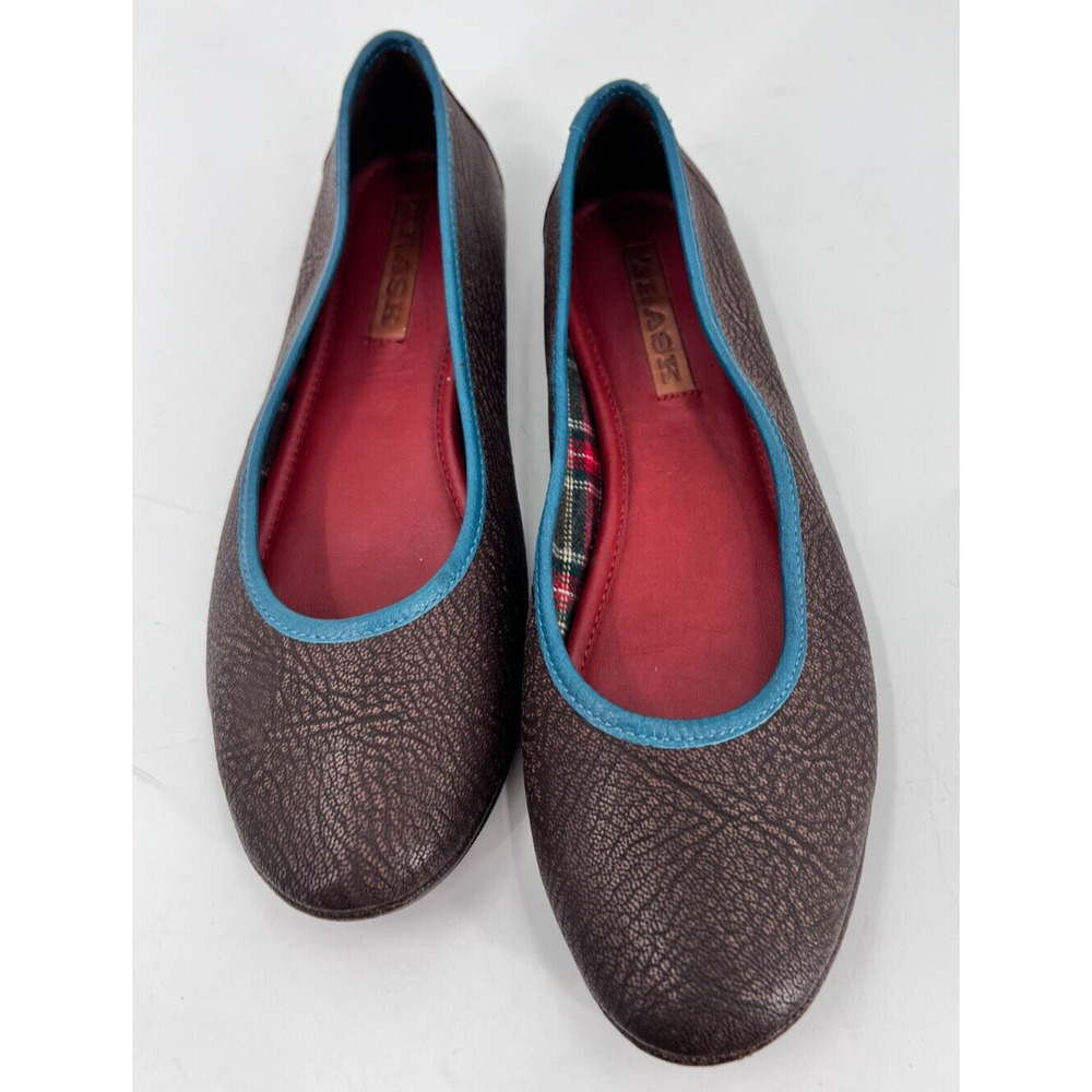 Trask Piper Ballet Flats Womens 9M Pebbled Leather Plaid Lining Comfort Classic